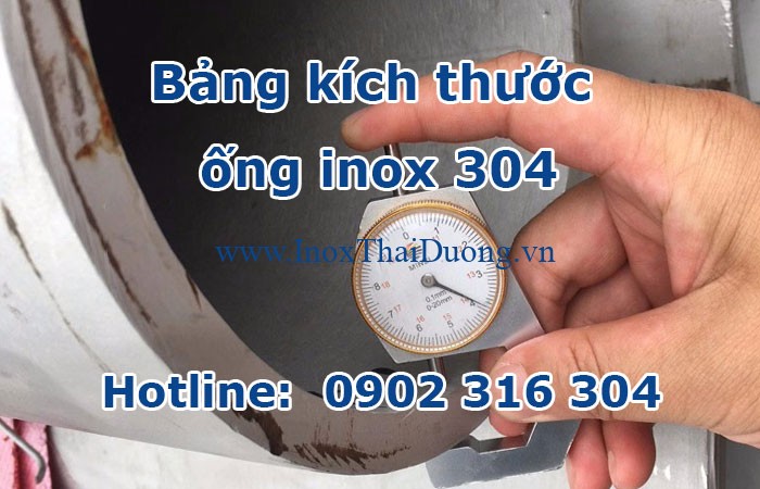 bảng kích thước ống inox 304