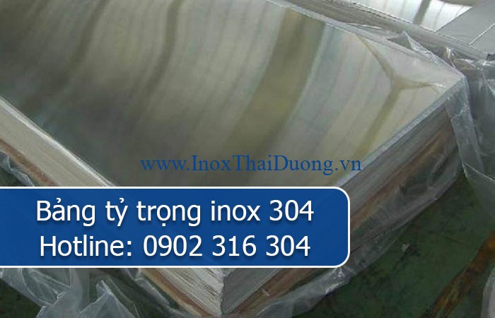 bảng tỷ trọng inox 304