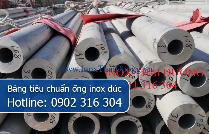 bảng tiêu chuẩn ống inox đúc