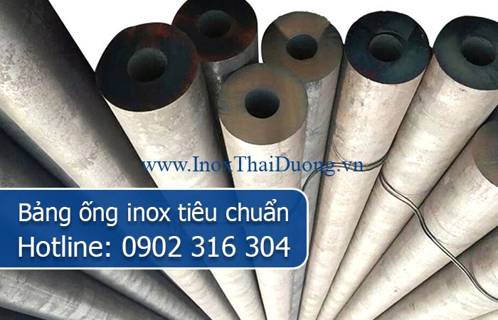 bảng ống inox tiêu chuẩn